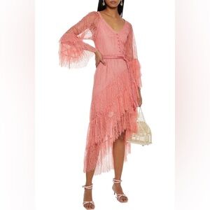 ALICE AND OLIVIA Onica Asymmetric Tiered Belted dress